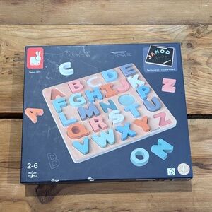 JANOD Sweet Cocoon Wooden Alphabet Learning Puzzle ABC Letters Chalkboard